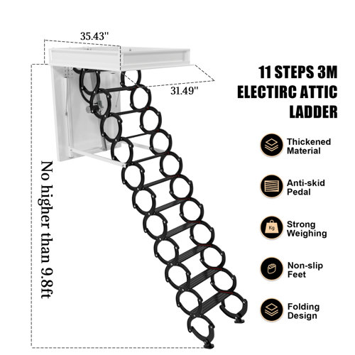 Bruce&Shark 11 Step Aluminum Attic Ladder Wayfair Canada